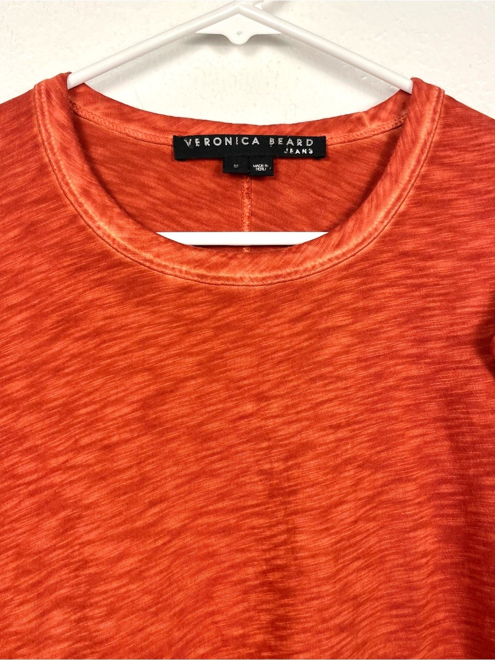 Veronica Beard Small Akeela Ruffle Sleeve Cotton Tee Top Rust Red-Orange - Picture 3 of 6